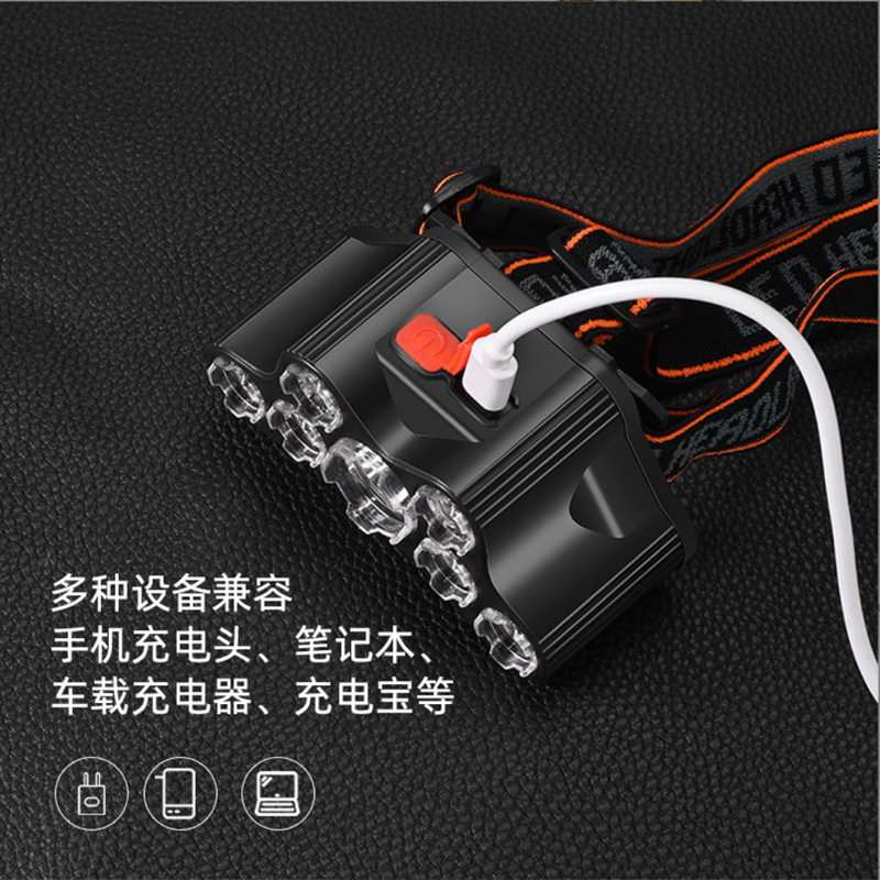 F-T26 — пластмассовый пластмассовый USB-зарядный пластмассовый пластмассовый фонарь с мощной головной лампой с бритой накладкой pic 5