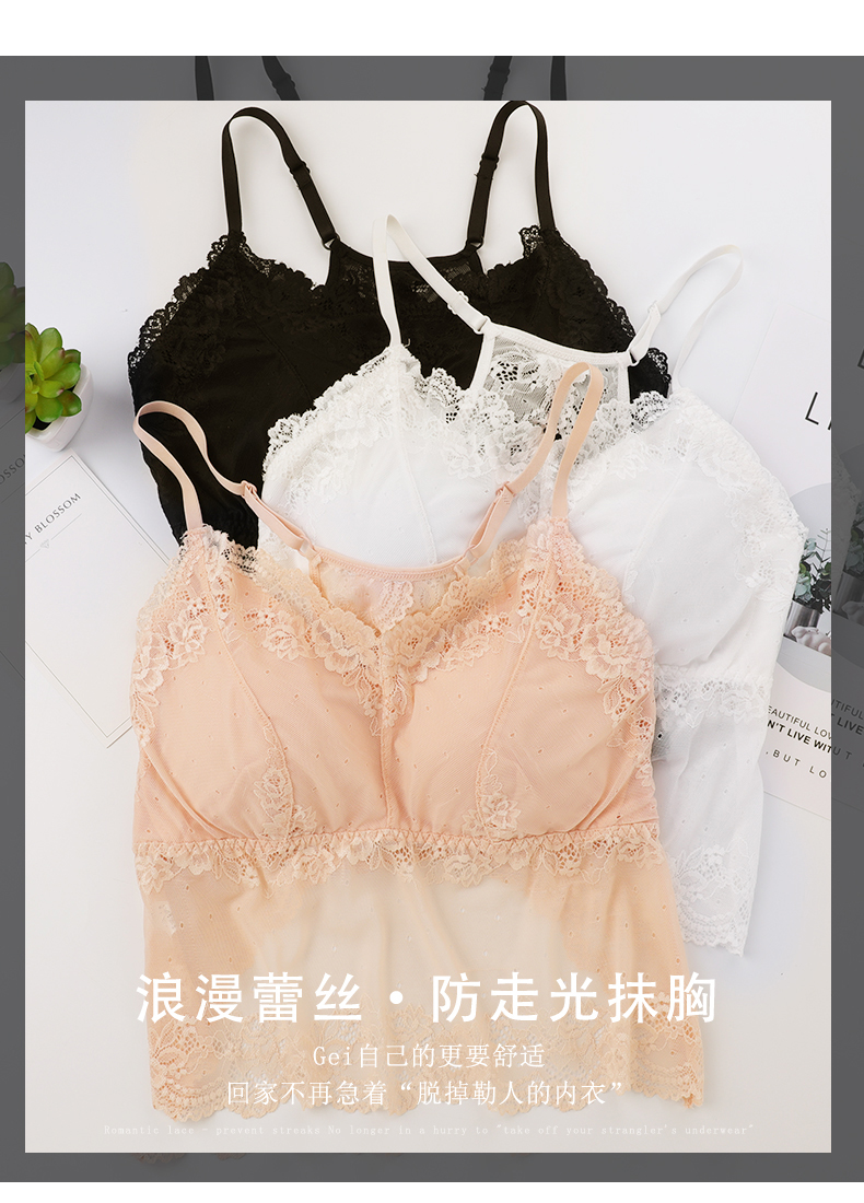 无钢圈爆款乳胶胸垫背心裹胸美背性感内衣露背少女蕾丝黑色抹胸详情26