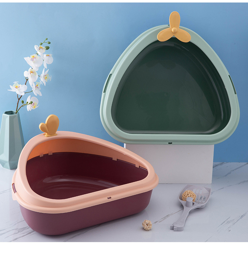 New pet cat litter box, triangular cactus, high-edge dust-proof cat toilet, semi-enclosed, large-capacity cat pet supplies pic 20