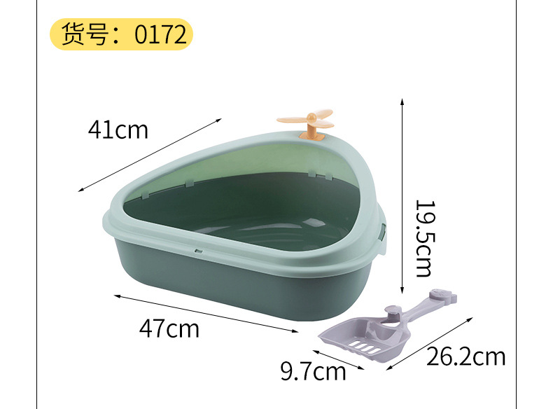New pet cat litter box, triangular cactus, high-edge dust-proof cat toilet, semi-enclosed, large-capacity cat pet supplies pic 9