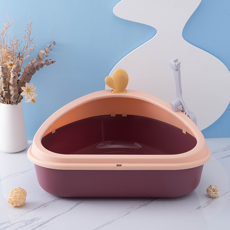 New pet cat litter box, triangular cactus, high-edge dust-proof cat toilet, semi-enclosed, large-capacity cat pet supplies
