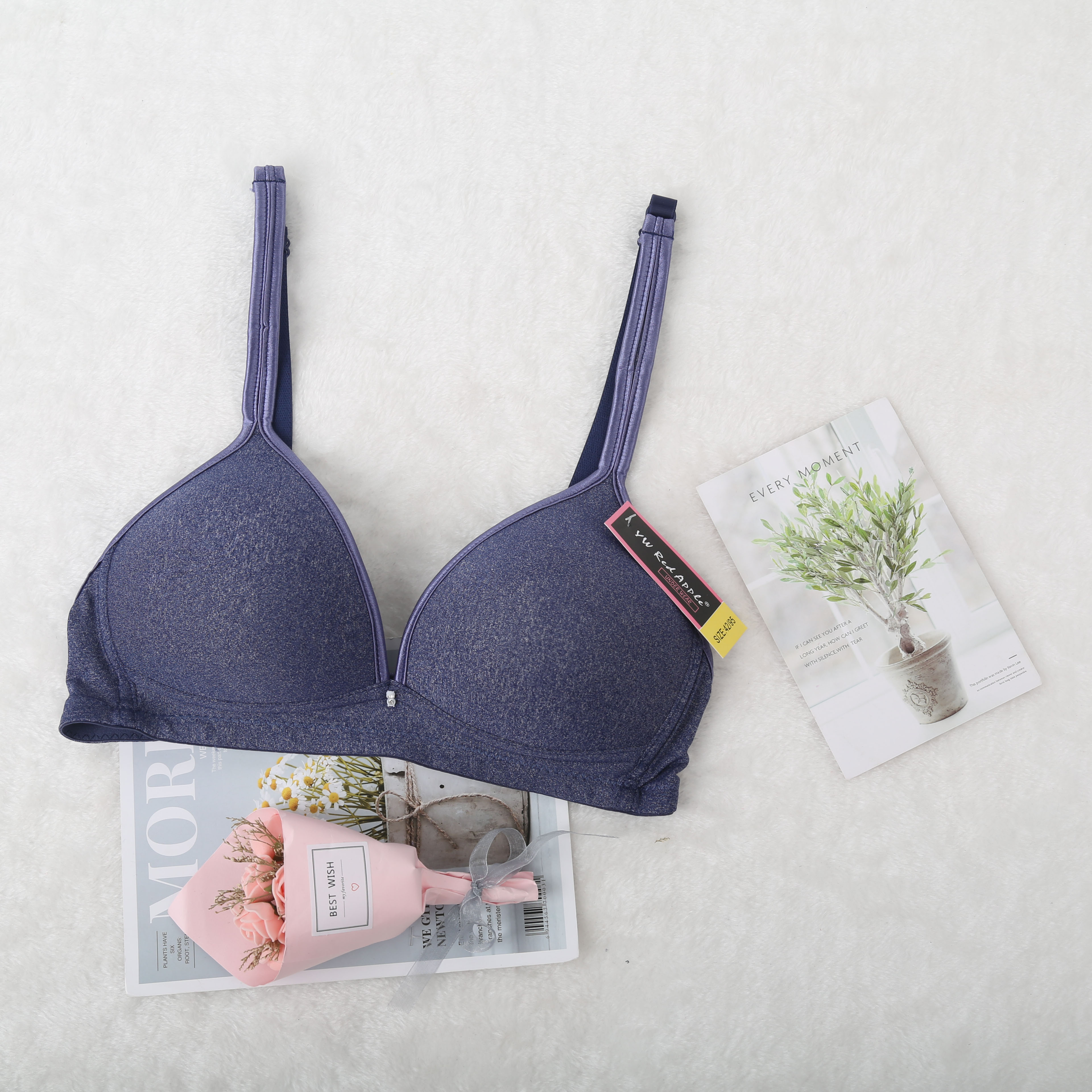 跨境出口欧美南美东南亚中色丁包边拉丝布B杯无钢圈外贸文胸详情4