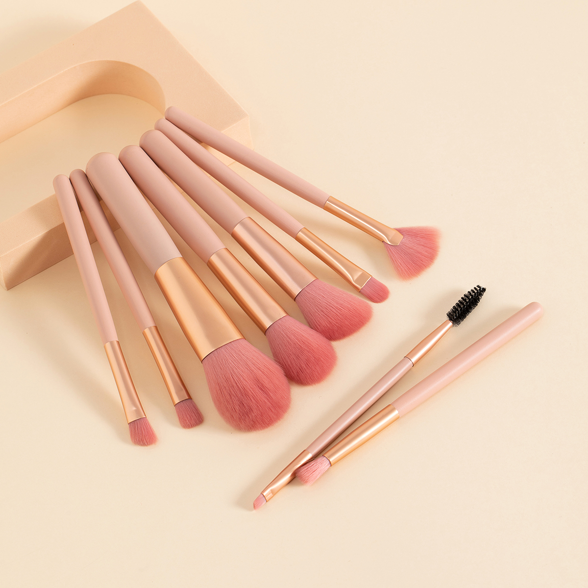 9 simple makeup set brushes in four colors, practical for beginners, easy to carry, soft bristles pic 5