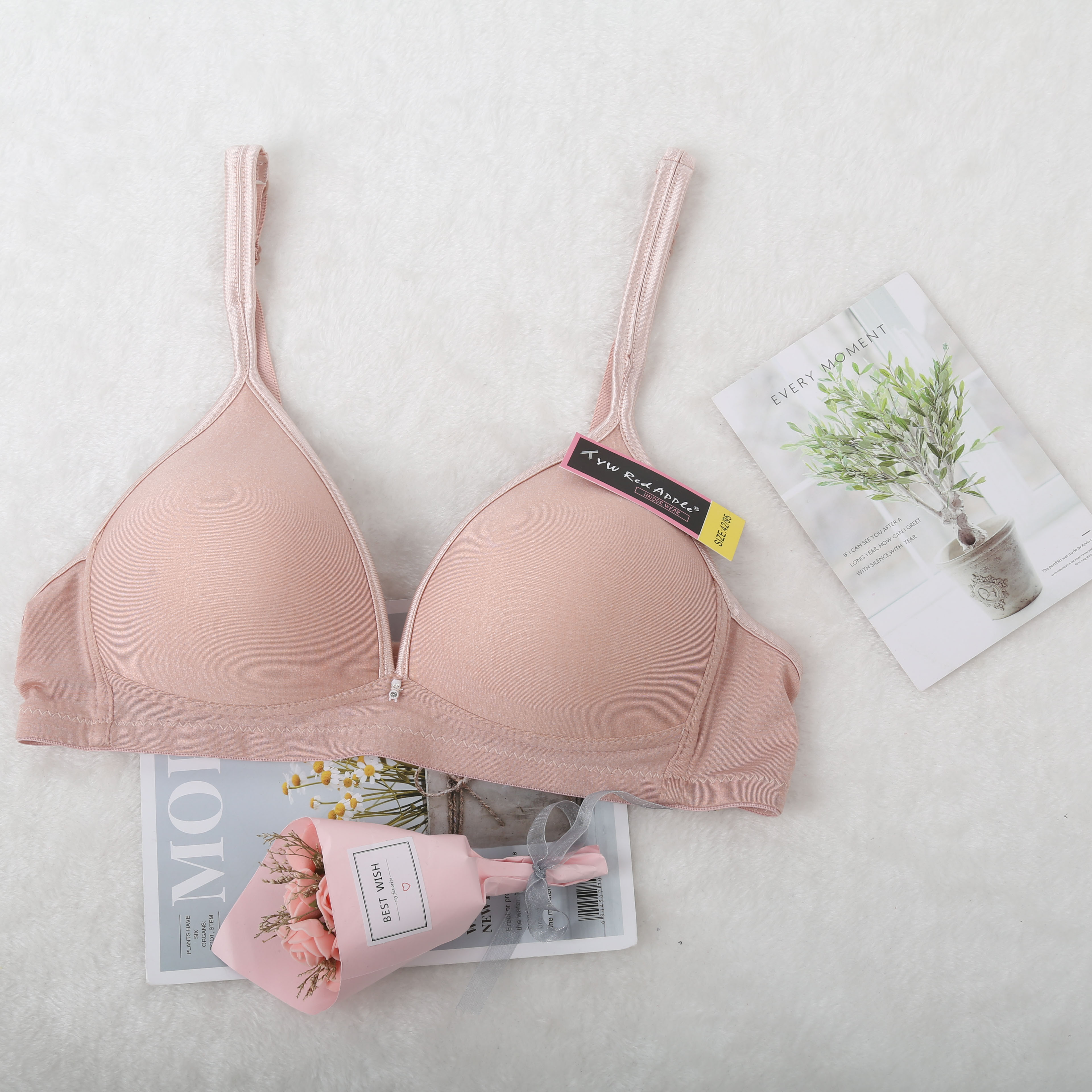 跨境出口欧美南美东南亚中色丁包边拉丝布B杯无钢圈外贸文胸详情5