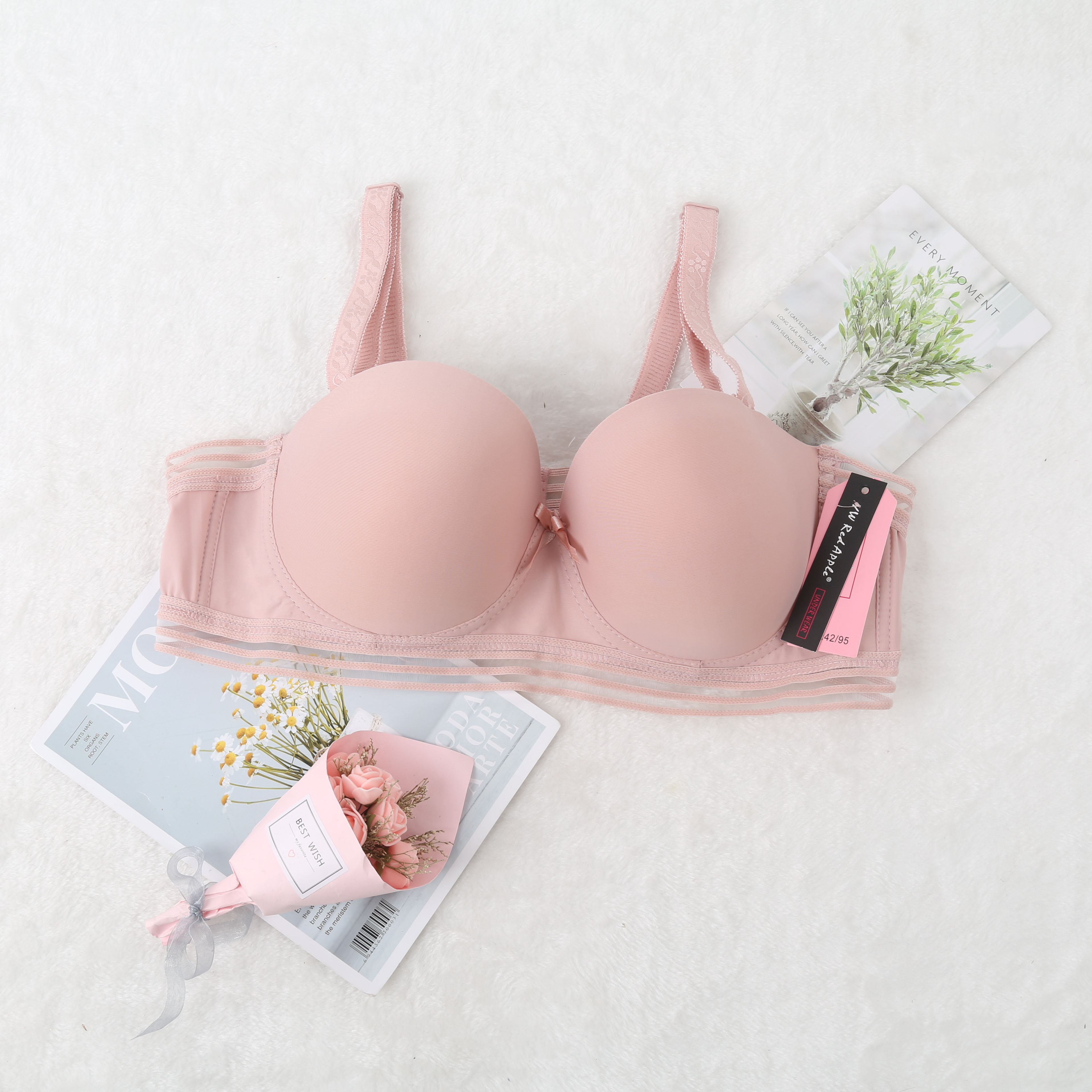 欧美南美聚拢文胸薄款有钢圈光面鱼丝带调整型性感透气胸罩女详情3