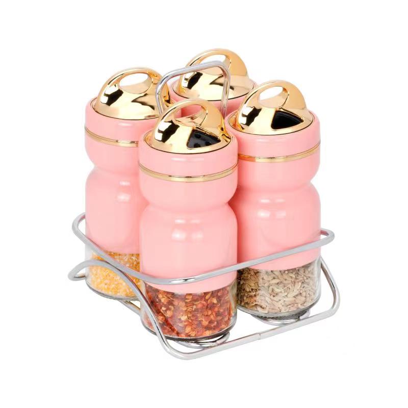 New Four-Piece Set Of Iron Rack For Hourglass Bottle Seasoning Jar details Picture