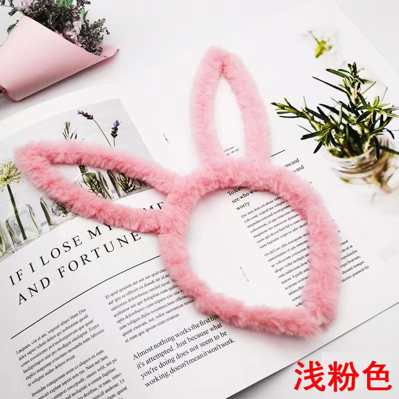 Korean long plush rabbit ear headband, cute and high-end plush non-luminous rabbit ear headband accessory, wechat business ground promotion gift, 13cm, 10cm Specification image