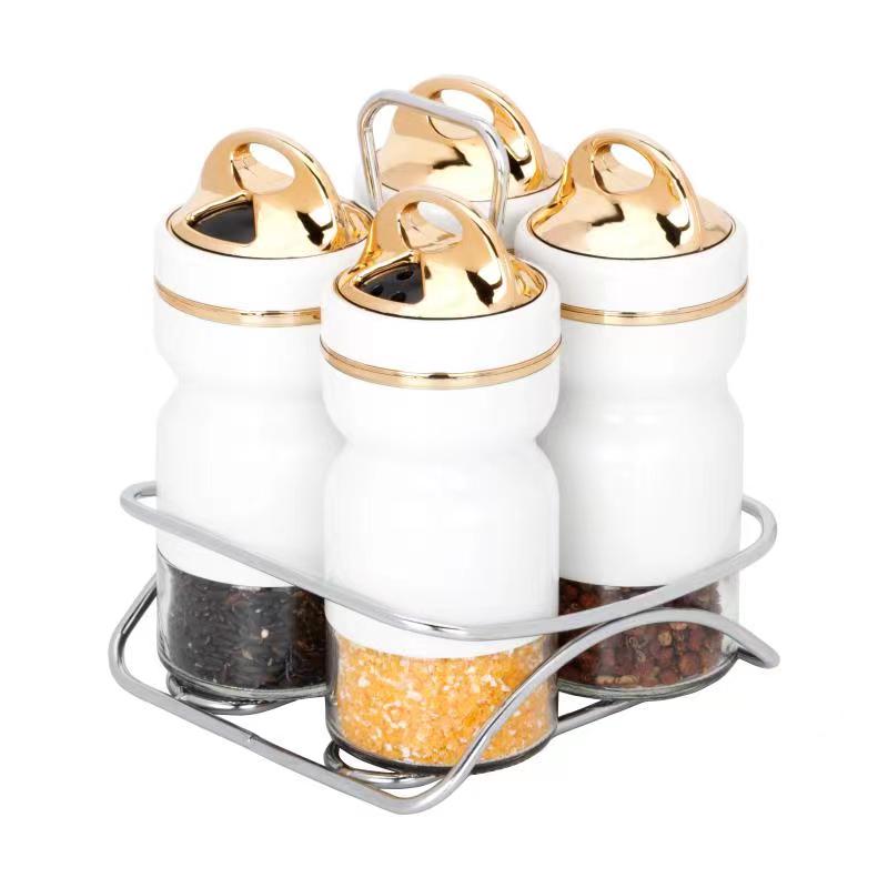 New Four-Piece Set Of Iron Rack For Hourglass Bottle Seasoning Jar