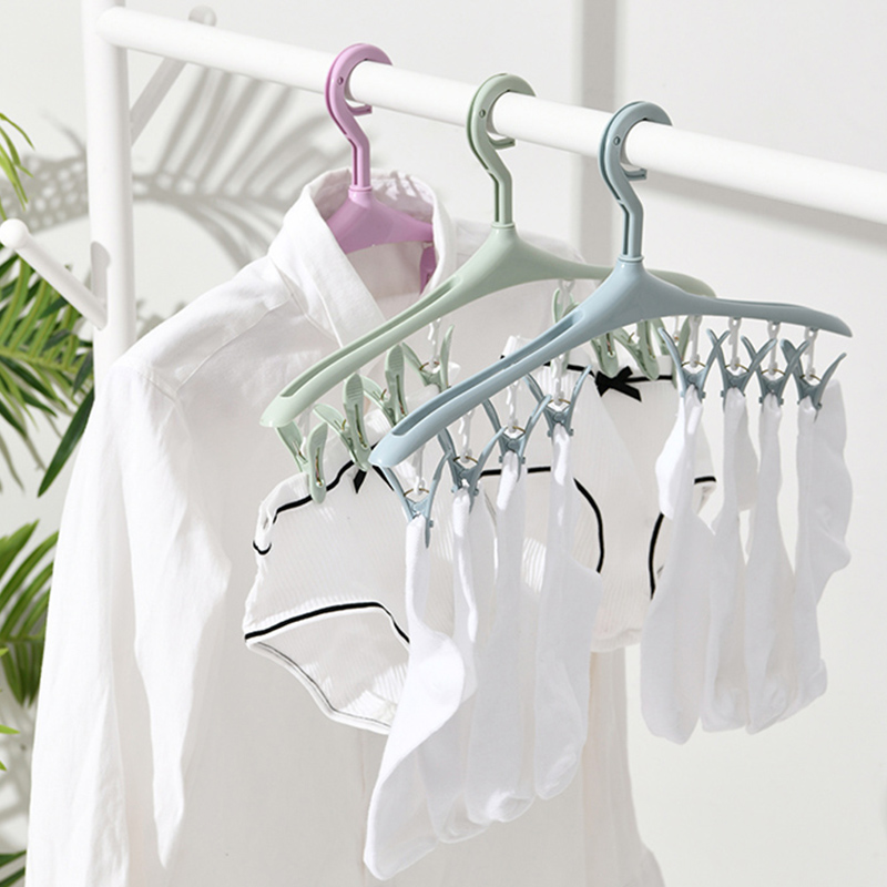 Multi-functional plastic windproof clothes drying rack, portable outdoor business trip and travel multi-clip clothes rack, underwear and socks drying rack Item Picture