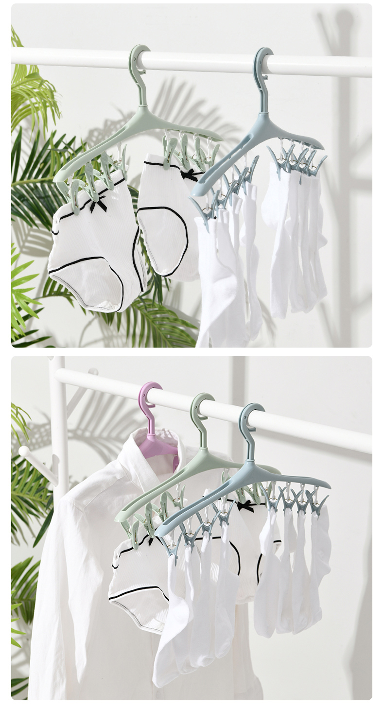 Multi-functional plastic windproof clothes drying rack, portable outdoor business trip and travel multi-clip clothes rack, underwear and socks drying rack pic 4