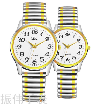 Simple big  digital old watch Middle old watch Spring elastic band steel band quartz watch men and women lovers thumbnail