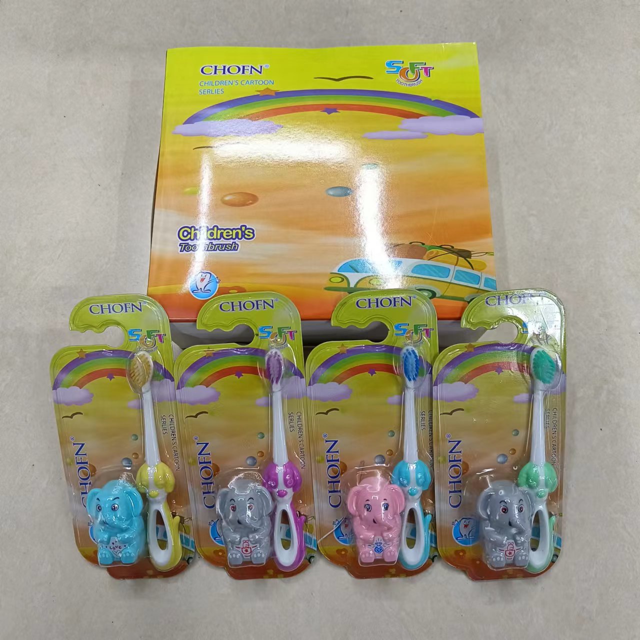 General merchandise toothbrush wholesale Clean Source CHOFN519 Children's small elephant shape pencil sharpener Export Foreign trade English packaging children's soft toothbrush thumbnail