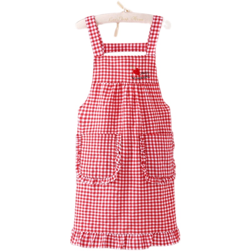 Korean-style shoulder strap apron for kitchen use, cute double-shoulder waist, soft, durable and stylish work clothes that are stain-resistant Item Picture