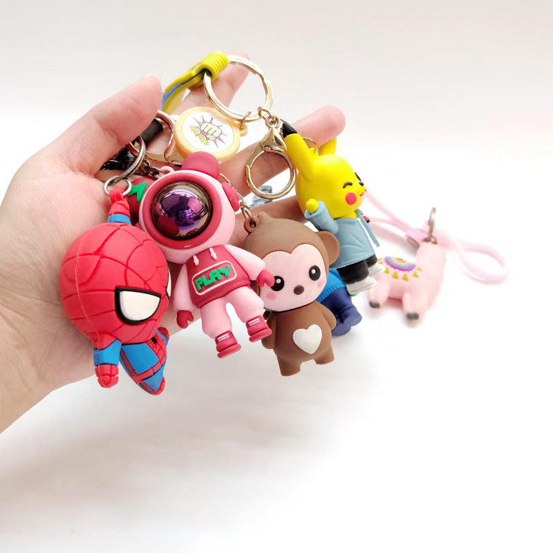 New Animation Three-Dimensional Cartoon Key Chain 3D Cartoon Soft Glue Pendant Stall Gift Wholesale full figure