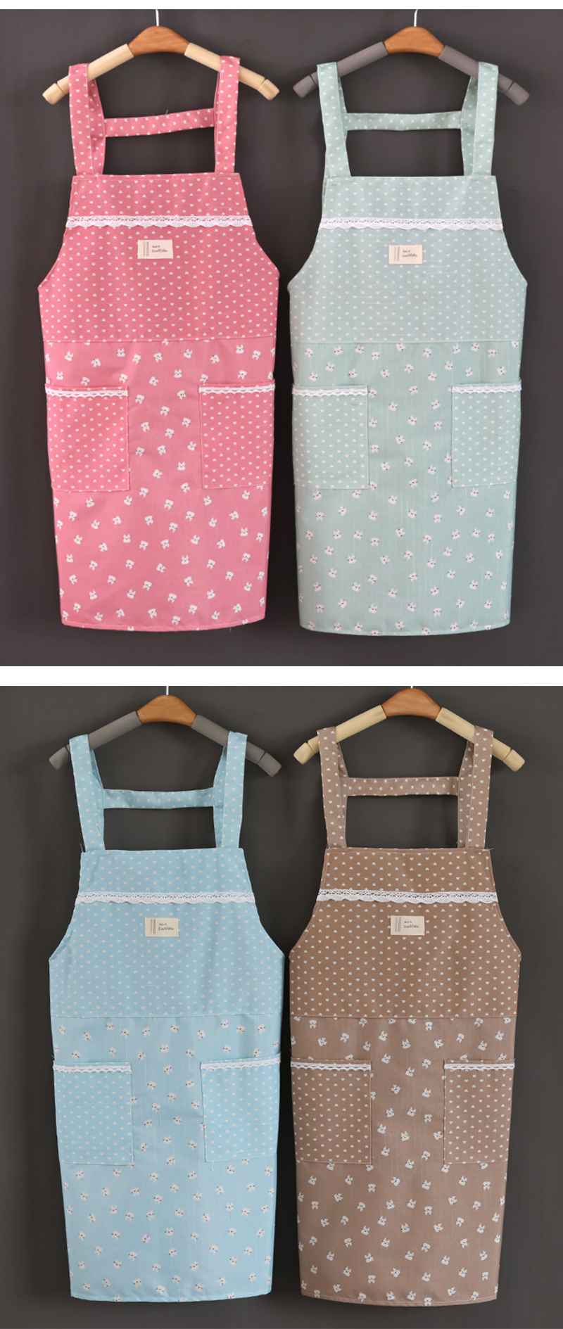 Waterproof and oil-proof apron, cute Japanese and Korean style cooking cotton skirt, custom-made fashionable women's work clothes for home kitchen pic 8