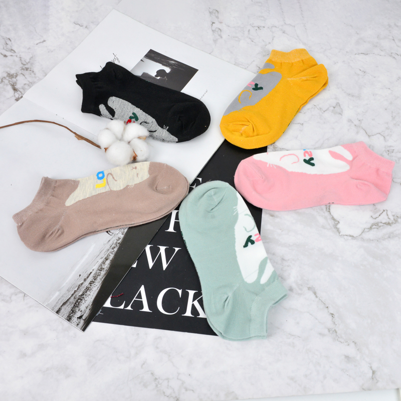 QIANQIANZU Double Needle Knitted Cotton Socks Plain Colors Striped Socks thumbnail