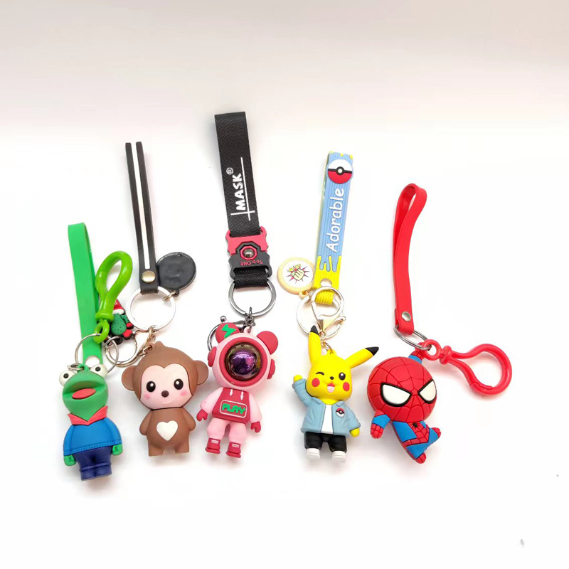 New Animation Three-Dimensional Cartoon Key Chain 3D Cartoon Soft Glue Pendant Stall Gift Wholesale Application Scenario