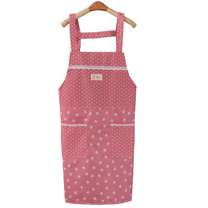 Waterproof and oil-proof apron, cute Japanese and Korean style cooking cotton skirt, custom-made fashionable women's work clothes for home kitchen Item Picture