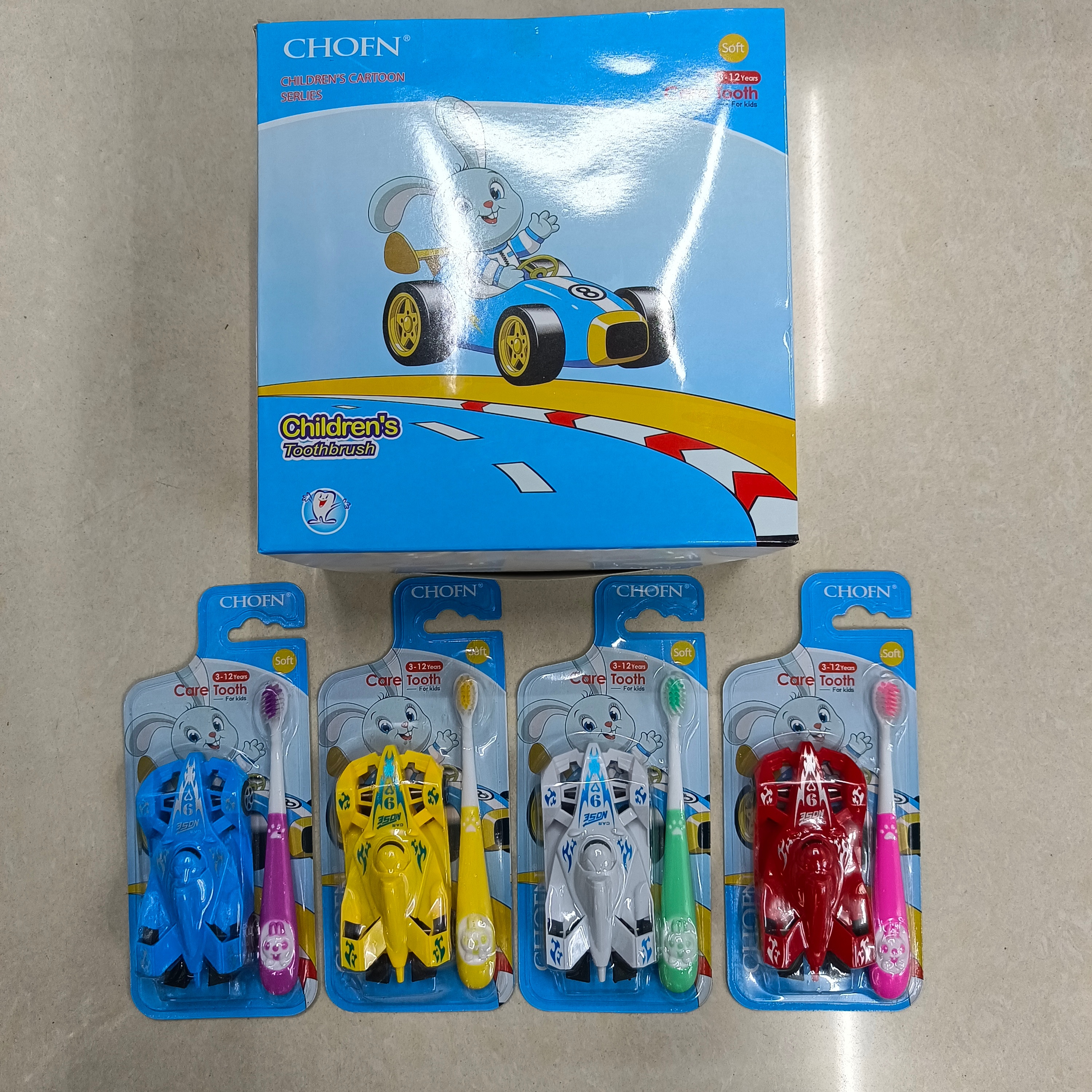 General merchandise toothbrush wholesale Clean Source CHOFN562 children with pull back car toys export foreign trade English packaging children's soft toothbrush thumbnail