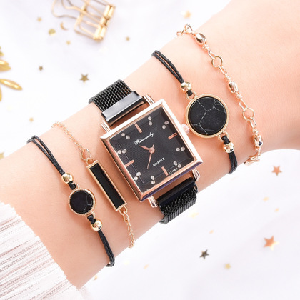 Bohemian style watch Seaside gift Scenic spot gift Square fashion watch Classic women's watch Set