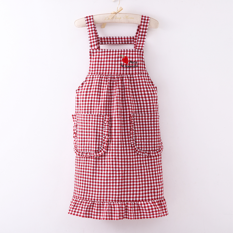 Korean-style shoulder strap apron for kitchen use, cute double-shoulder waist, soft, durable and stylish work clothes that are stain-resistant Specification image