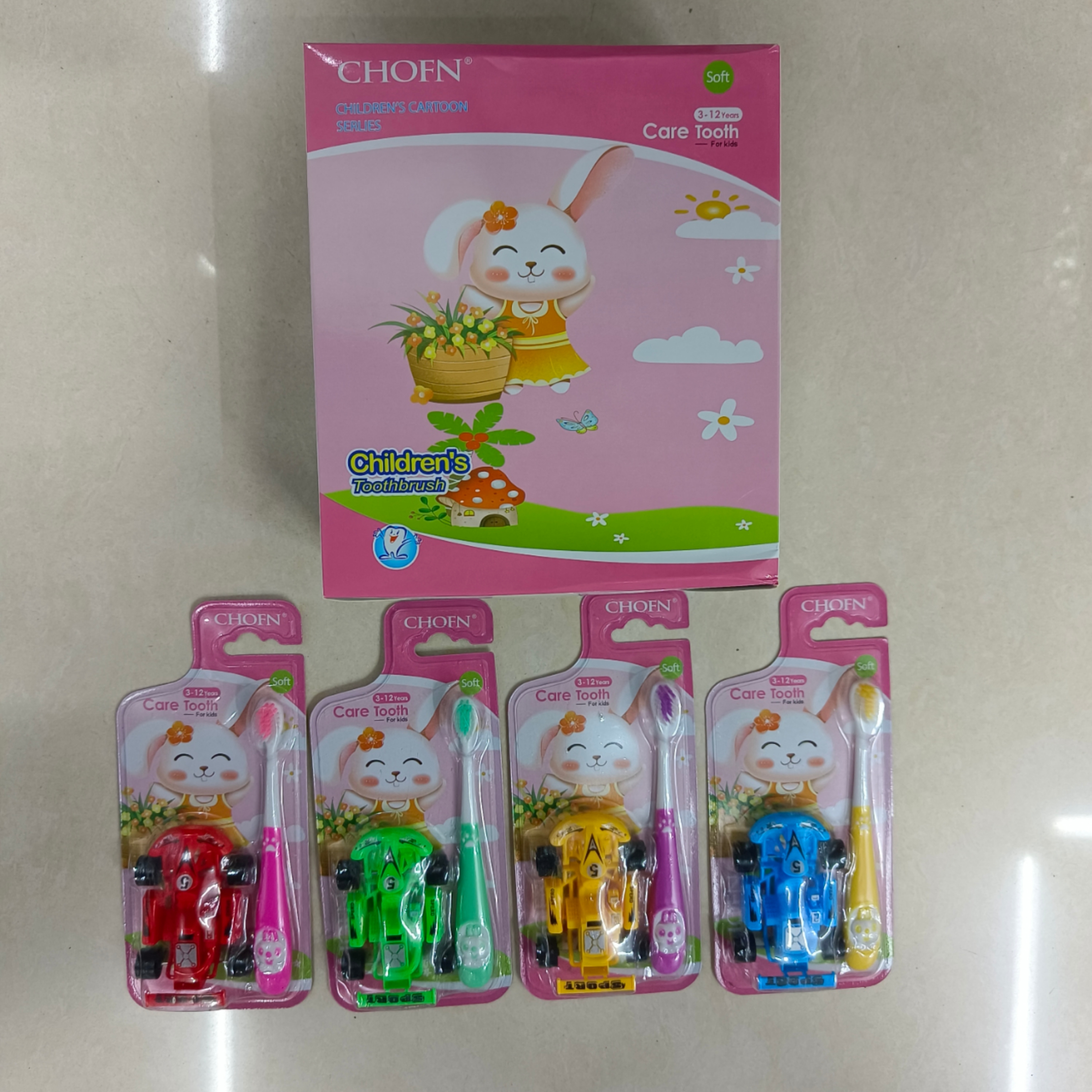 General merchandise toothbrush wholesale Clean Source CHOFN561 children with pull back car toys export foreign trade English packaging children's soft toothbrush thumbnail