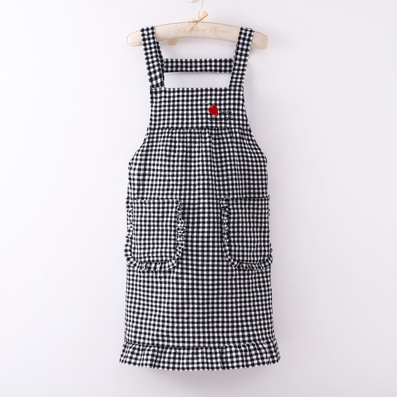 Korean-style shoulder strap apron for kitchen use, cute double-shoulder waist, soft, durable and stylish work clothes that are stain-resistant details Picture