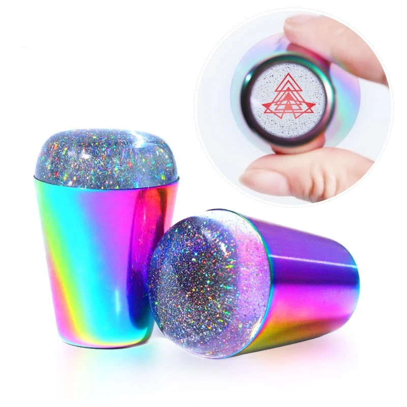Nail seal printing tool Ukraine colorful large handle seal magic laser silicone printing head