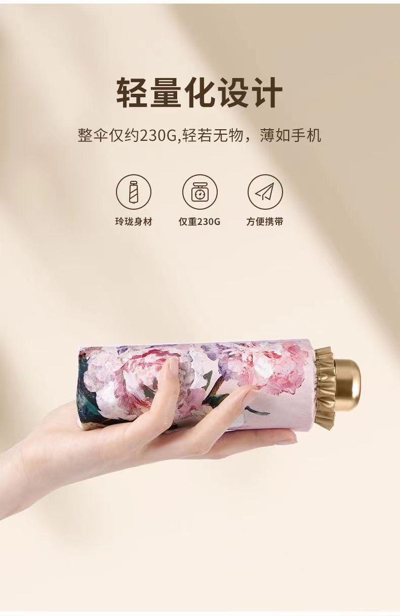 义乌好货同舟迷你小花苞太阳伞五折金胶黑胶挡紫外线迷你便携式包包口袋伞详情4