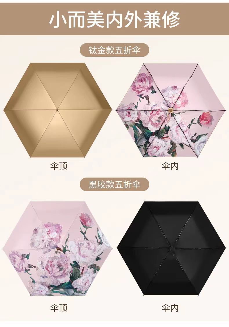 义乌好货同舟迷你小花苞太阳伞五折金胶黑胶挡紫外线迷你便携式包包口袋伞详情5