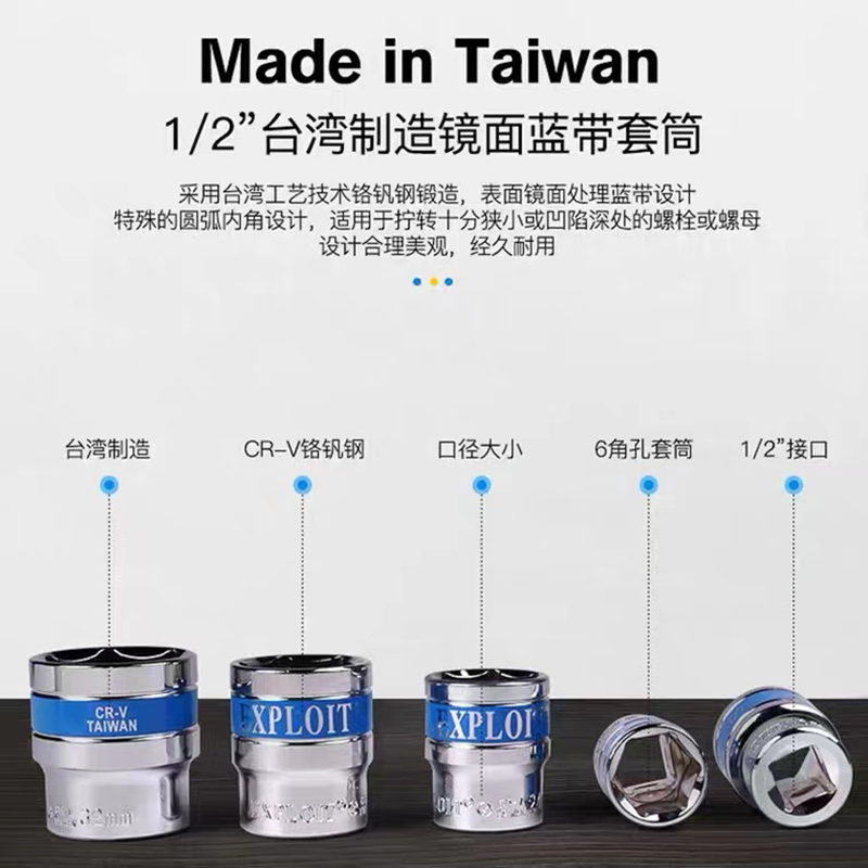 EXPLOIT developed an imported Taiwan socket ratchet wrench set of 32 pieces, a set of automotive repair tools made of chromium-vanadium steel forging pic 2