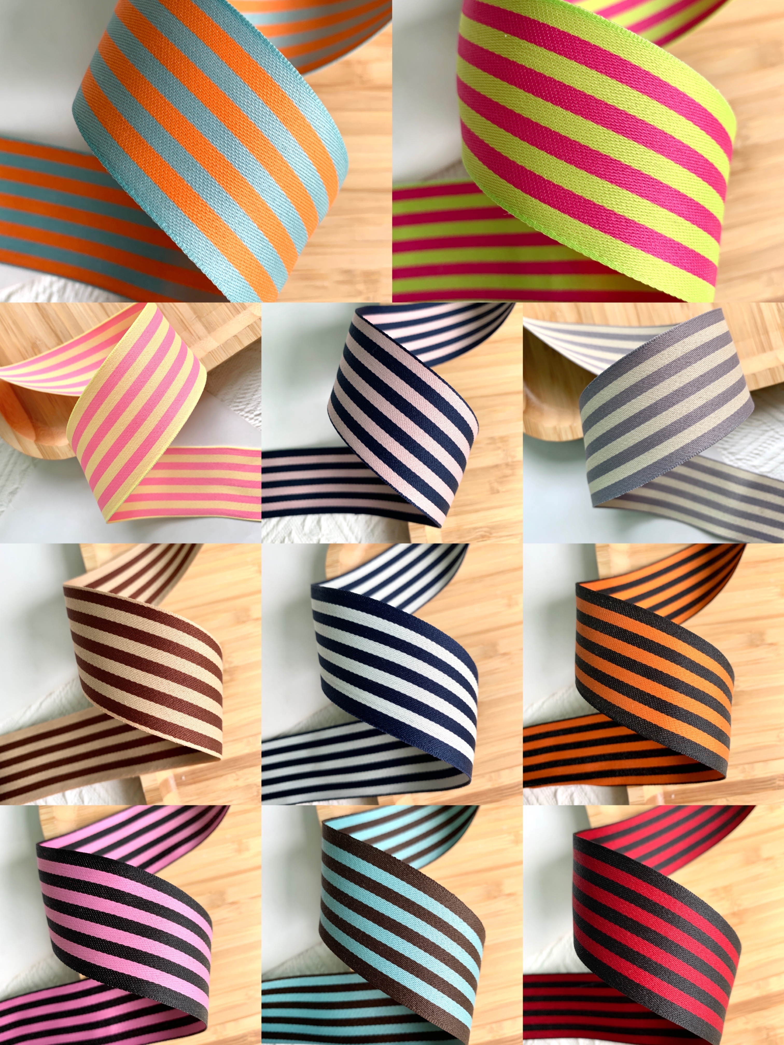 Jianjian Korean woven tape polyester intercolor striped DIY creative accessories for flower gift box packaging accessories pic 3