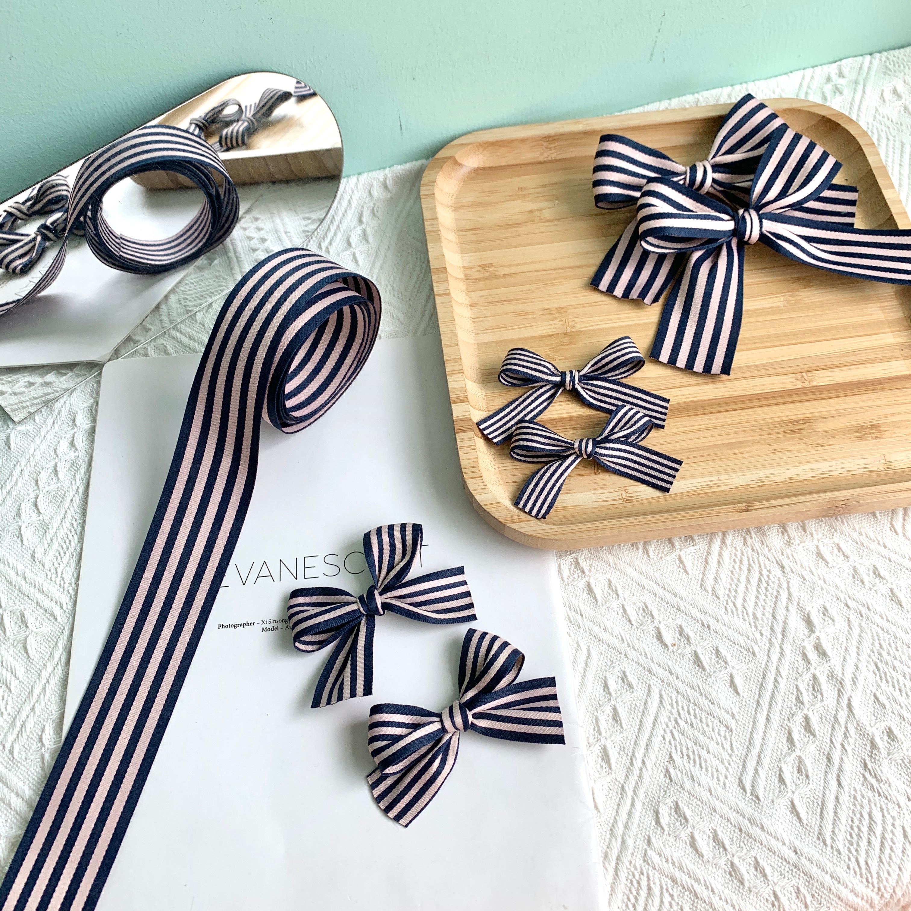 Jianjian Korean woven tape polyester intercolor striped DIY creative accessories for flower gift box packaging accessories pic 6