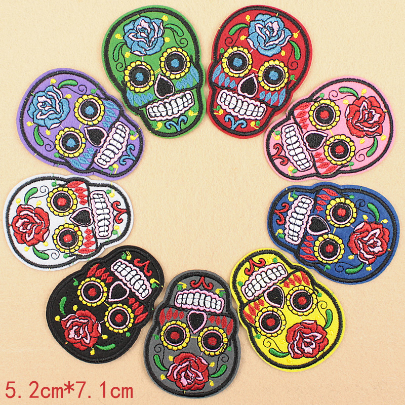 BT72 Rose color skull ghost head embroidery subsidy bag accessories clothing patch patch