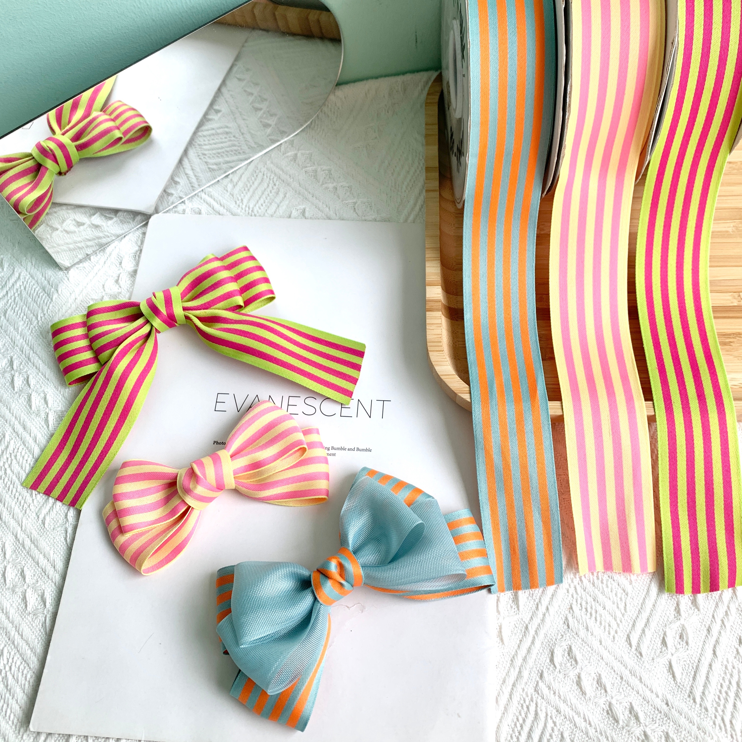 Jianjian Korean woven tape polyester intercolor striped DIY creative accessories for flower gift box packaging accessories pic 5