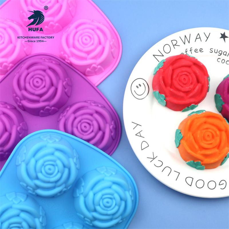 Silica gel cake mold 6 connected with square rose cake 6 connected with large rose silica gel cake mold aromatherapy plaster mold rice cake mold manual soap mold High temperature resistant silica gel cake mold ice mold