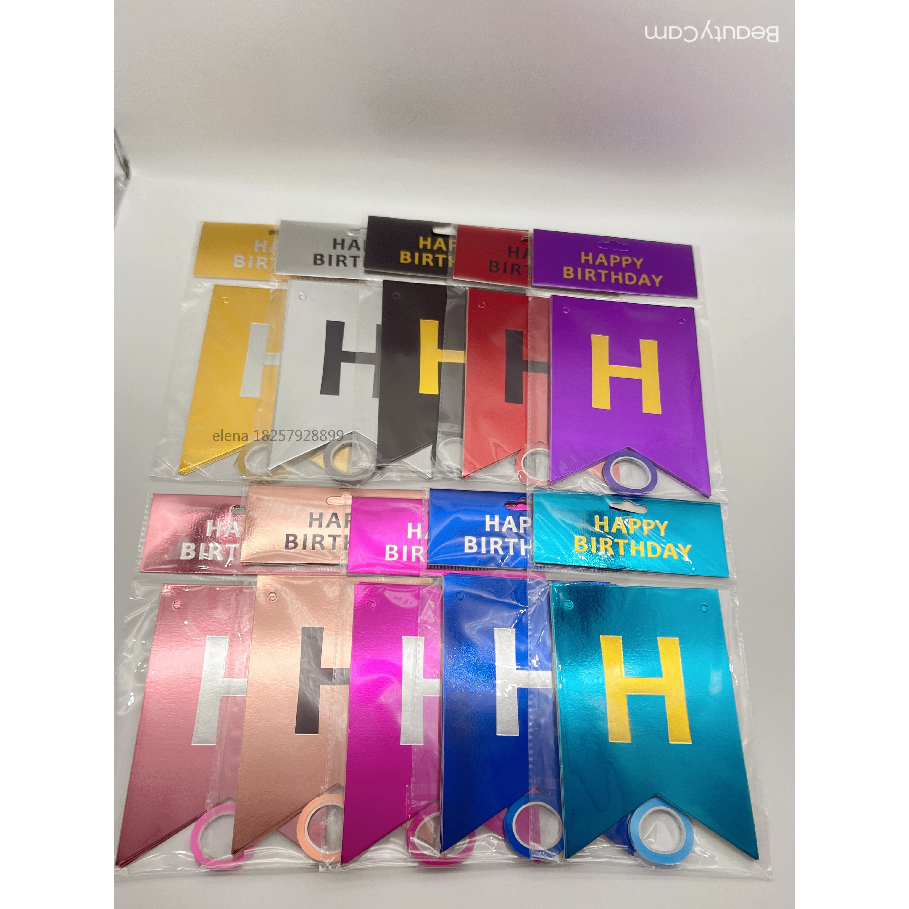 MINGYUE Hot Stamping English Birthday Festival Party Decoration Paper Flag Hanging Strip thumbnail
