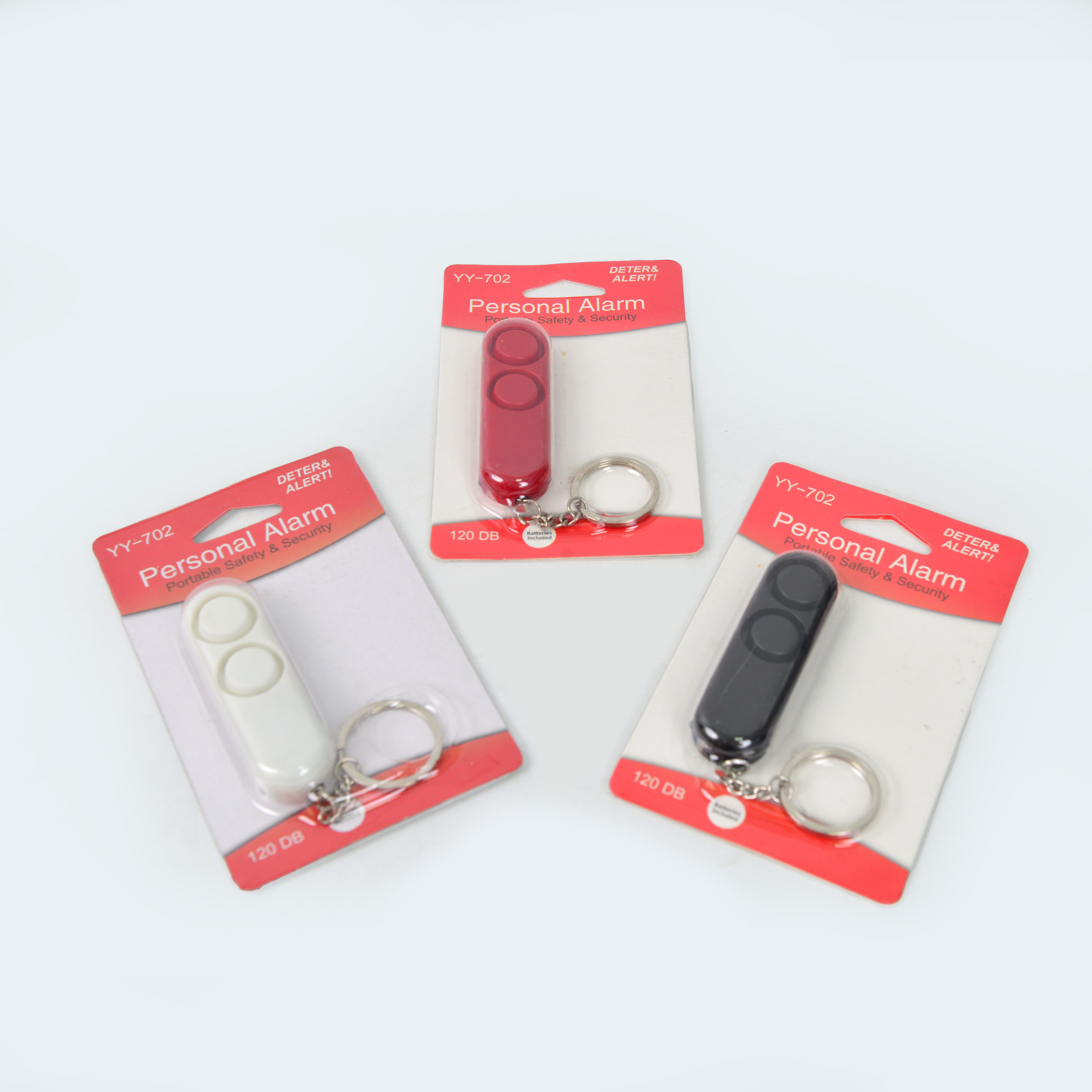 Girls personal anti-wolf alarm double horn key ring with light Personal protective alarm 120DB volume