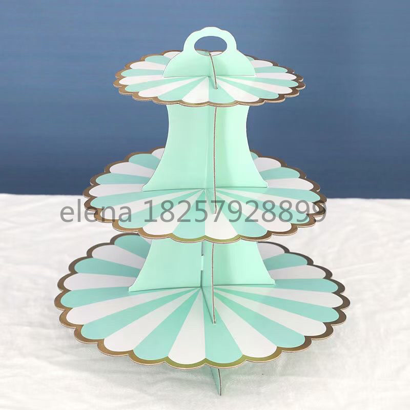 MINGYUE Bronzing Three Tier Festive Happy Birthday Light Plate Monochrome Cake Stand thumbnail