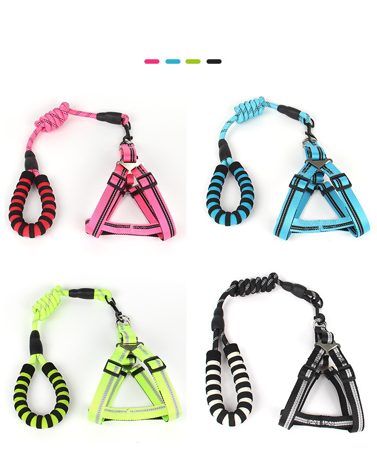 New pet leash, chest and back strap, reflective dog chest and back, large, medium and small dog leash, dog walking leash, nylon pet leash pic 4