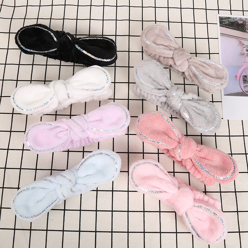 LANMEI Simple Plush Cute Apply Mask Headband Butterfly End Hairband thumbnail