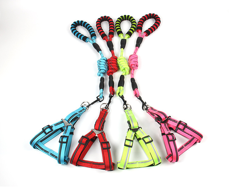 New pet leash, chest and back strap, reflective dog chest and back, large, medium and small dog leash, dog walking leash, nylon pet leash pic 1
