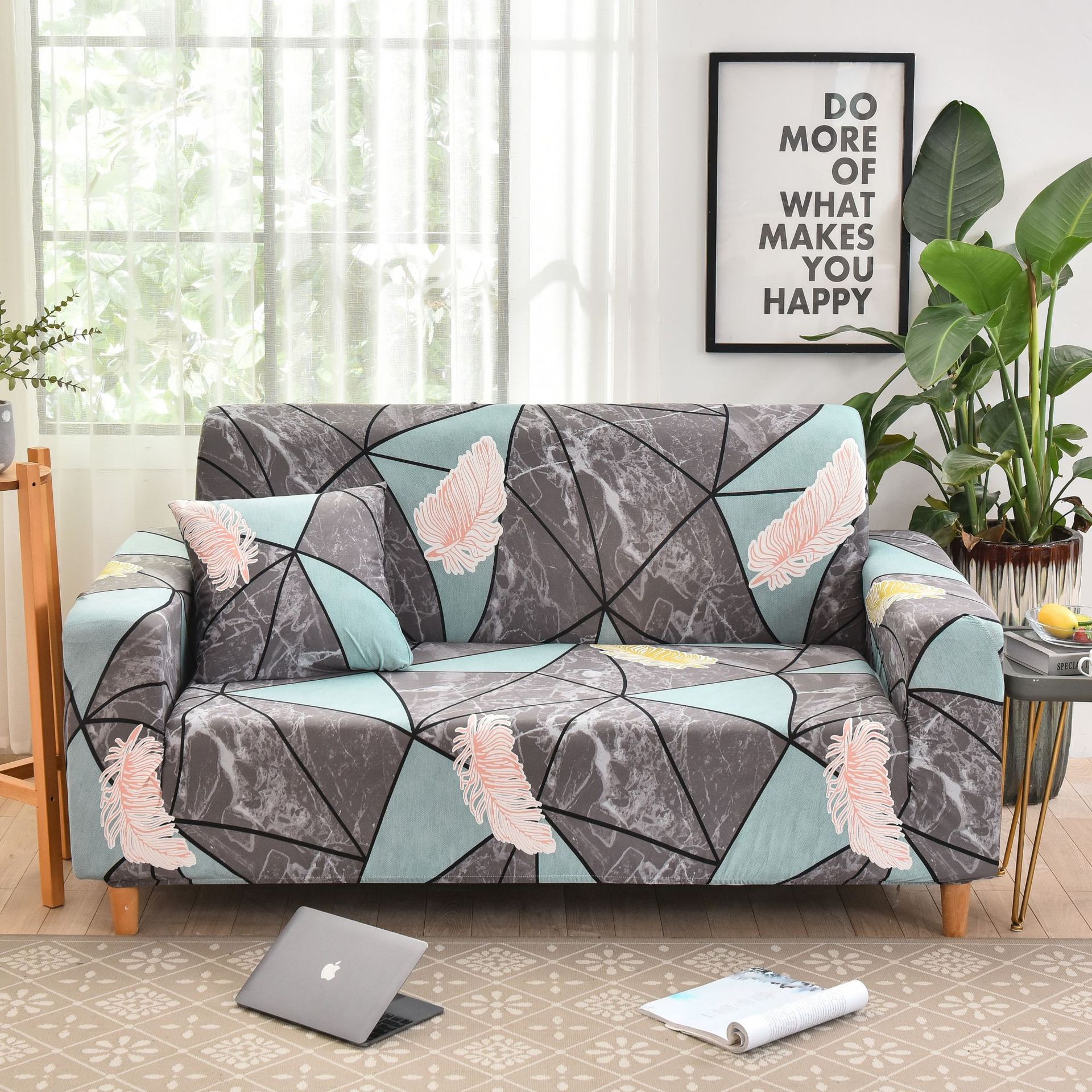 Qiansi all-pack elastic sofa cover single double three four-person sofa cover milk silk all-pack non-slip sofa cover Concubine