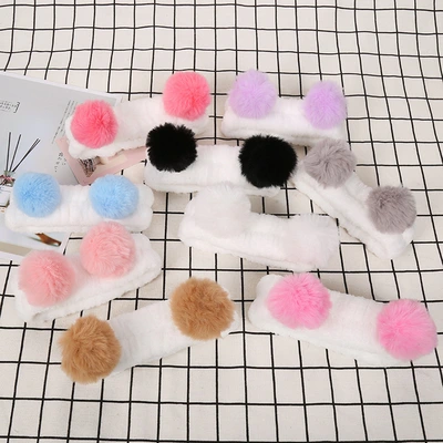 LANMEI Flannel Plush Color Ball Face Wash Hairband Makeup Headband thumbnail