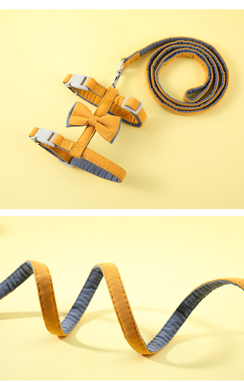 New pet I-shaped bow chest and back strap, explosion-proof punch leash, dog walking and cat leash, double vest, dog chest and back pic 9