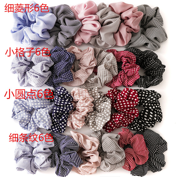 Mizi striped polka dot plaid fabric large intestine ring hair accessories factory direct sales