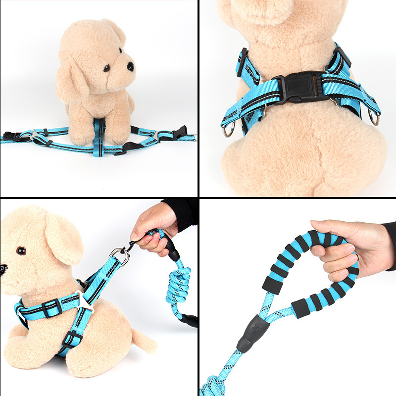 New pet leash, chest and back strap, reflective dog chest and back, large, medium and small dog leash, dog walking leash, nylon pet leash Specification image