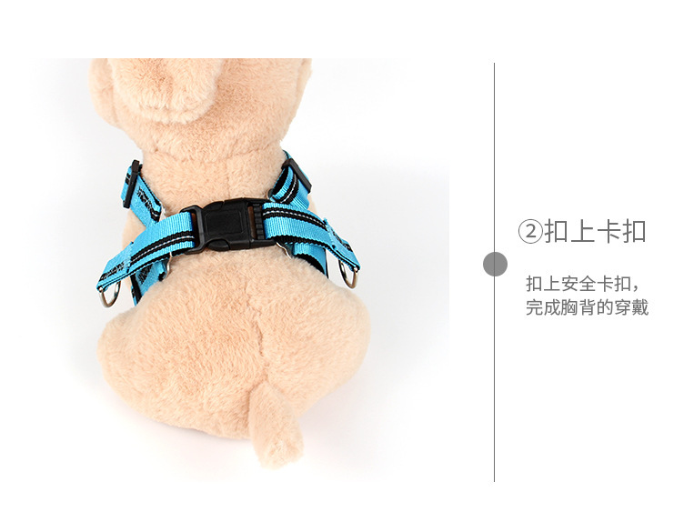 New pet leash, chest and back strap, reflective dog chest and back, large, medium and small dog leash, dog walking leash, nylon pet leash pic 9