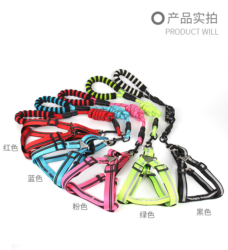 New pet leash, chest and back strap, reflective dog chest and back, large, medium and small dog leash, dog walking leash, nylon pet leash pic 12
