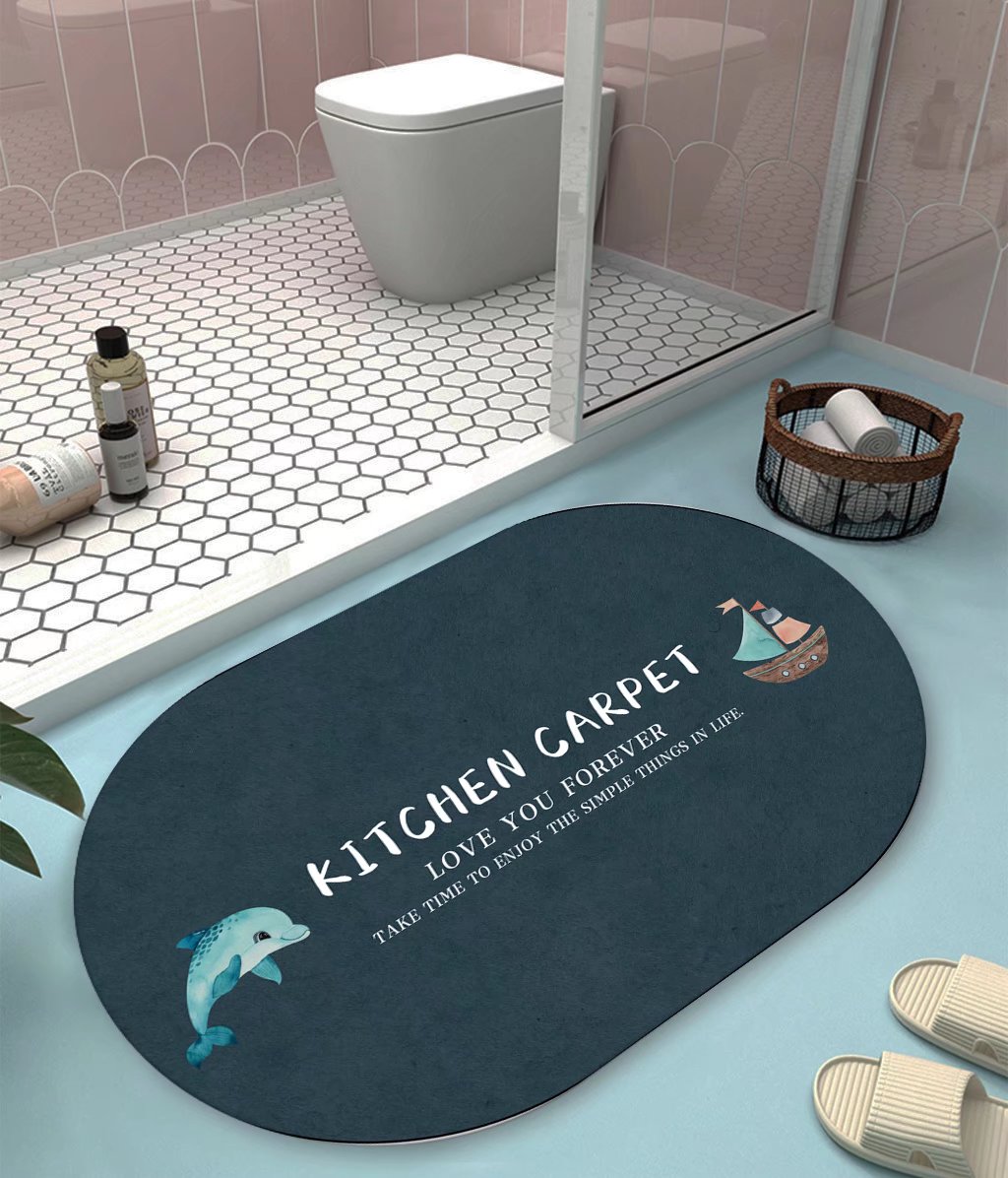 Qiansi toilet bathroom door absorbent foot mat entry door mat non-slip speed dry diatom mud floor mat diatomaceous earth soft carpet thumbnail